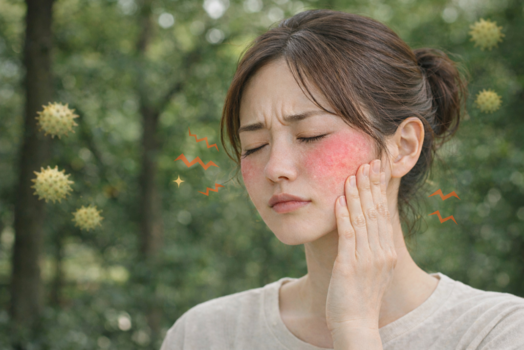 花粉症で肌がヒリヒリする