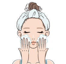敏感肌用洗顔パフ　ベビーパフの使用方法1